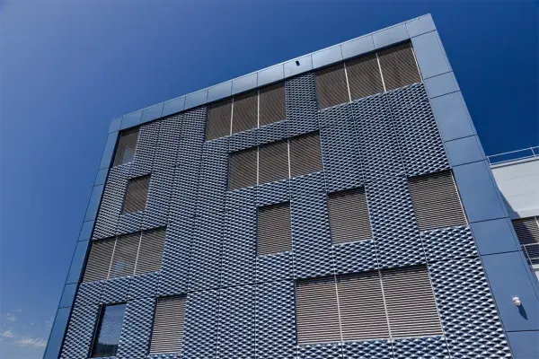 Modern building façade in expanded metal