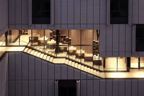 Modern building façade made from expanded metal