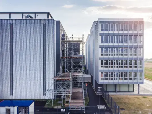 Work in progress on facade cladding