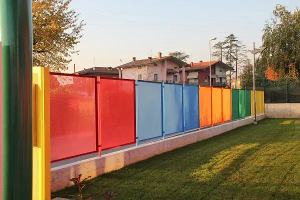 Vibrant coloured fence panels
