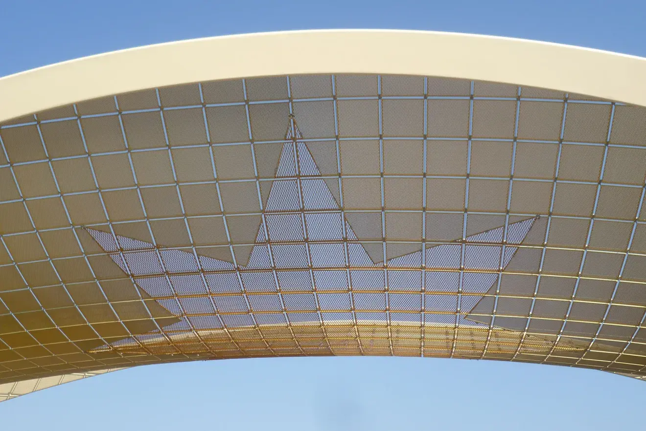 Expanded metal structure seen from below Expanded metal structure seen from below